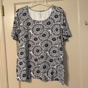 Summer Top with Blue Flower-Burst Design